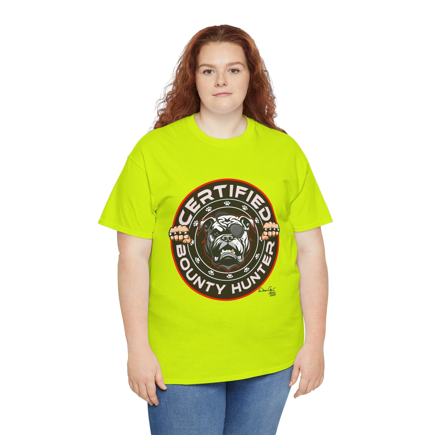 Certified Bounty Hunter, Unisex Heavy Cotton Tee, comedy, bulldog, print design, png, GraphicTees
