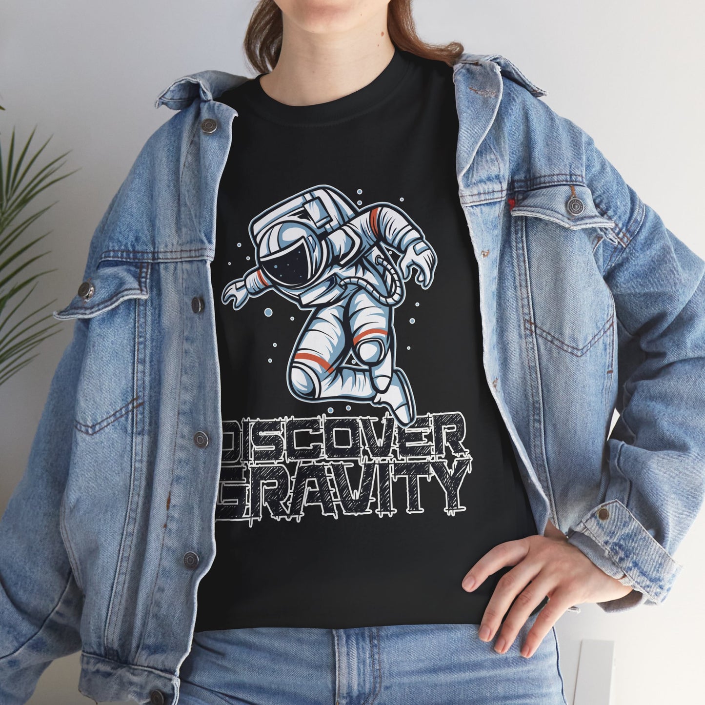 Discover Gravity. Unisex Heavy Cotton Tee - Fun Astronaut, Astronomy Graphic Tee - Unisex graphic design, png Express Delivery available
