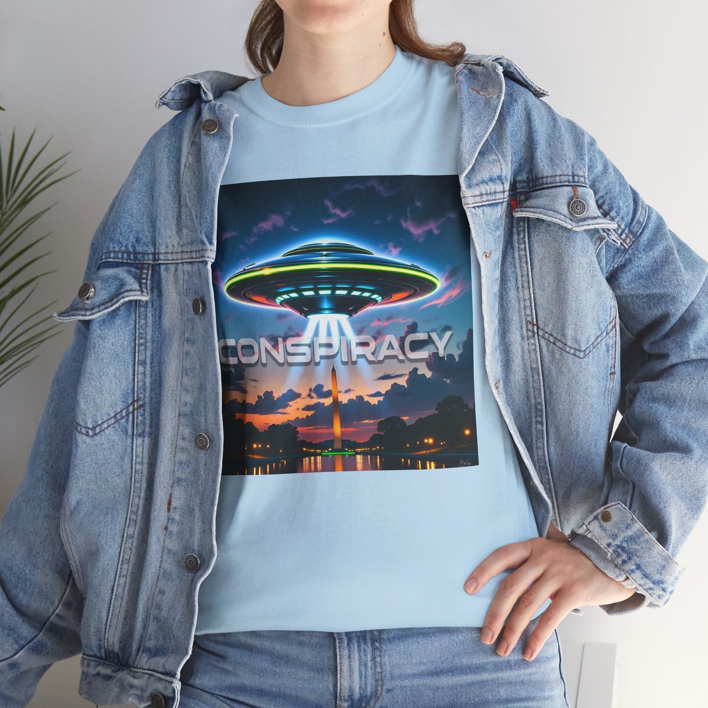 Retro Neon Alien UFO T-Shirt — "Conspiracy at DC" Graphic Tee