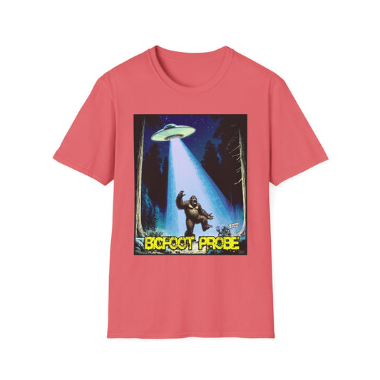 Bigfoot Probe Unisex Softstyle T-Shirt - Fun UFO Graphic Tee, Perfect Gift, Halloween, Nerd Culture, Outdoors, Alien, Graphic tees, t-shirts, Graphic design, t-shirts, tees