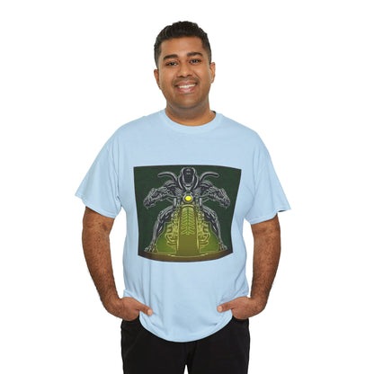 Alien Biker Neon Sci‑Fi Motorcycle T-Shirt