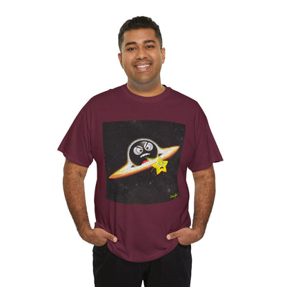 BlackHole Chasing Star, Space-Themed Unisex Heavy Cotton Tee with Cartoon Penguin Design, graphic design, png