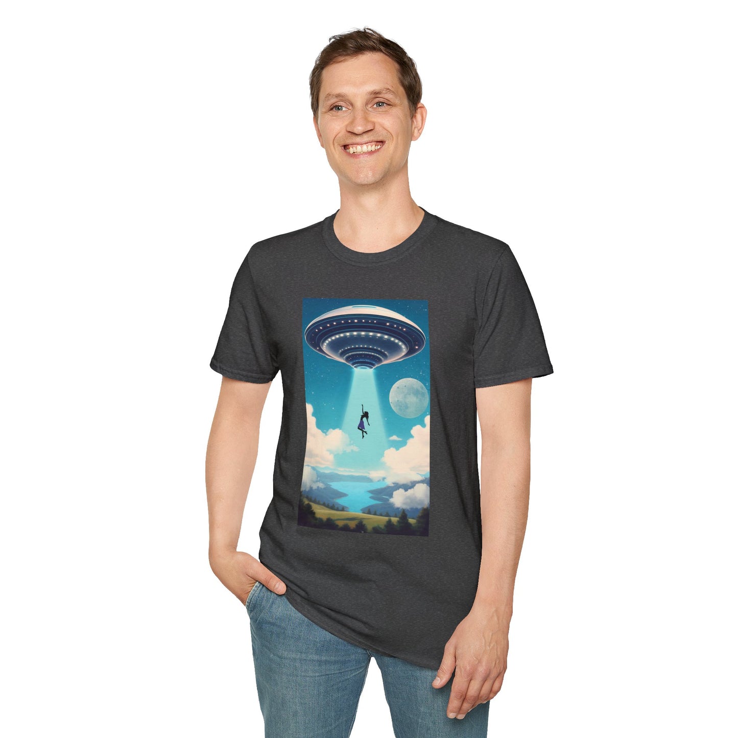Cosmic Abduction Unisex T-Shirt | Space Alien Tee, UFO Graphic Shirt, Sci-Fi Fan Gift, Casual Style, Cool Vintage Look