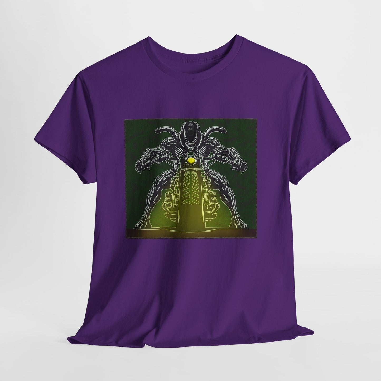 Alien Biker Neon Sci‑Fi Motorcycle T-Shirt
