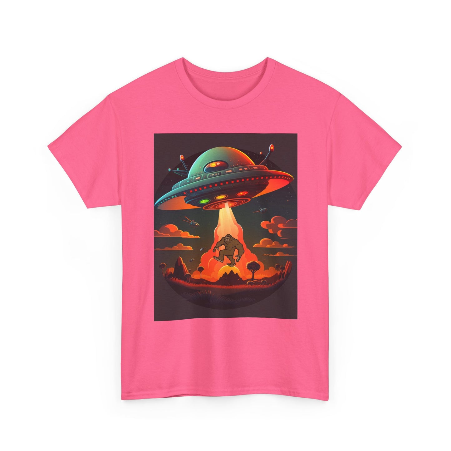 UFO, Bigfoot, Unisex Heavy Cotton Tee, graphic design, t-shirt, t-shirts, tshirts, png