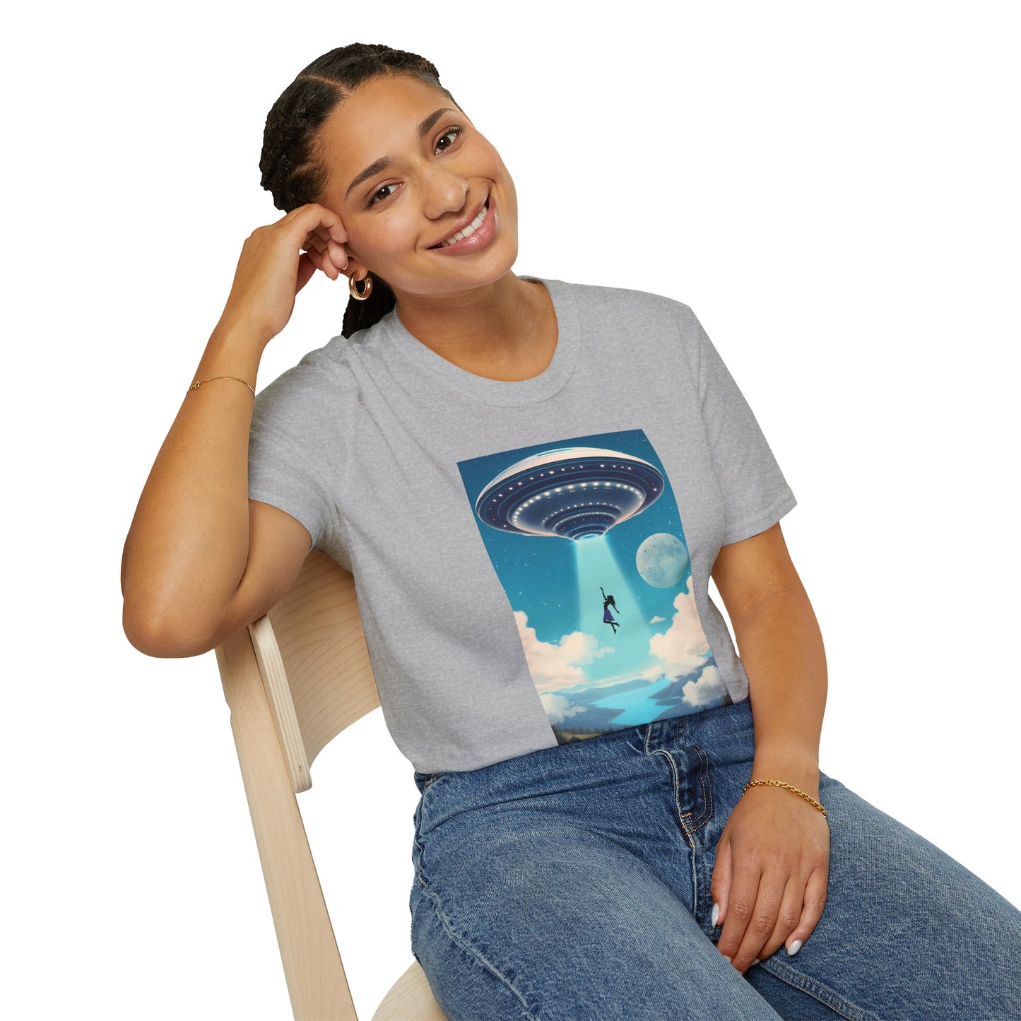 Cosmic Abduction Unisex T-Shirt | Space Alien Tee, UFO Graphic Shirt, Sci-Fi Fan Gift, Casual Style, Cool Vintage Look