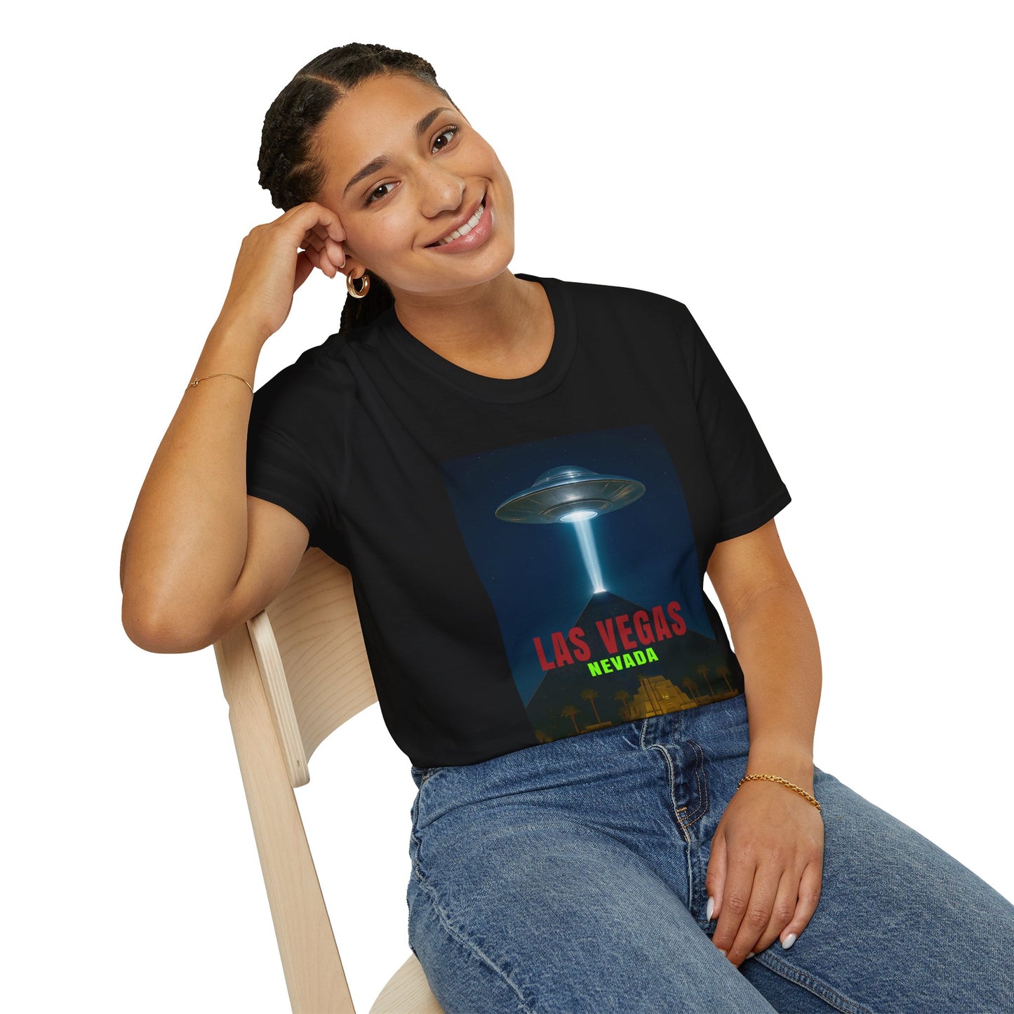 Luxor UFO, Las Vegas UFO Unisex Softstyle T-Shirt - Retro Nevada Design, graphic design, t-shirts, tshirts, tees, GraphicTees, png