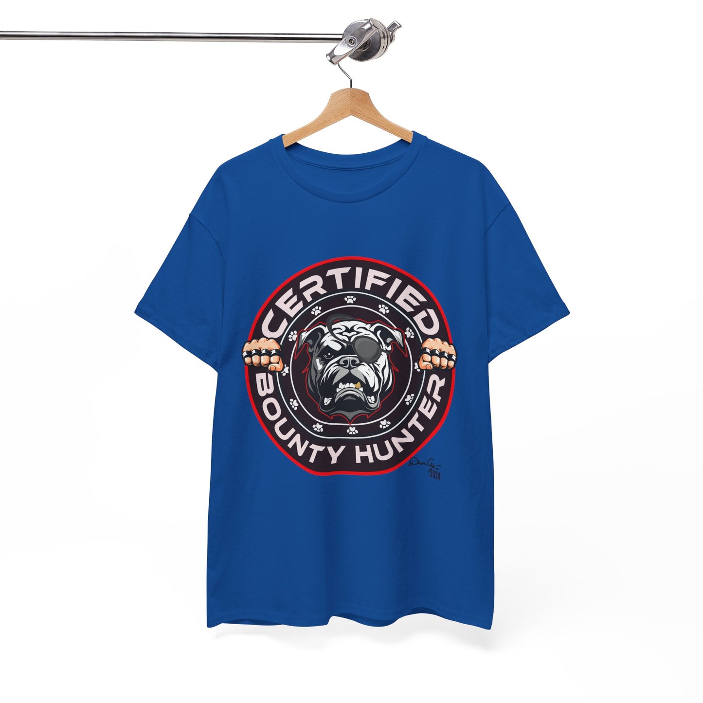 Certified Bounty Hunter, Unisex Heavy Cotton Tee, comedy, bulldog, print design, png, GraphicTees