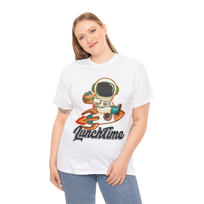 Astronaut Lunchtime Unisex Heavy Cotton Tee - Fun Graphic T-Shirt for Space Lovers, GraphicTees, png, t-shirts, tshirts