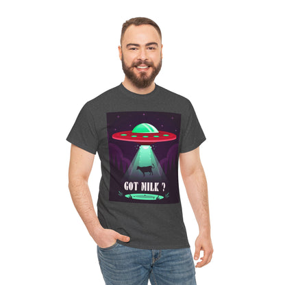 Got Milk? Unisex Heavy Cotton Tee, UFO abduction, comedy, funny, t-shirt, t-shirt, graphic design, tee, png