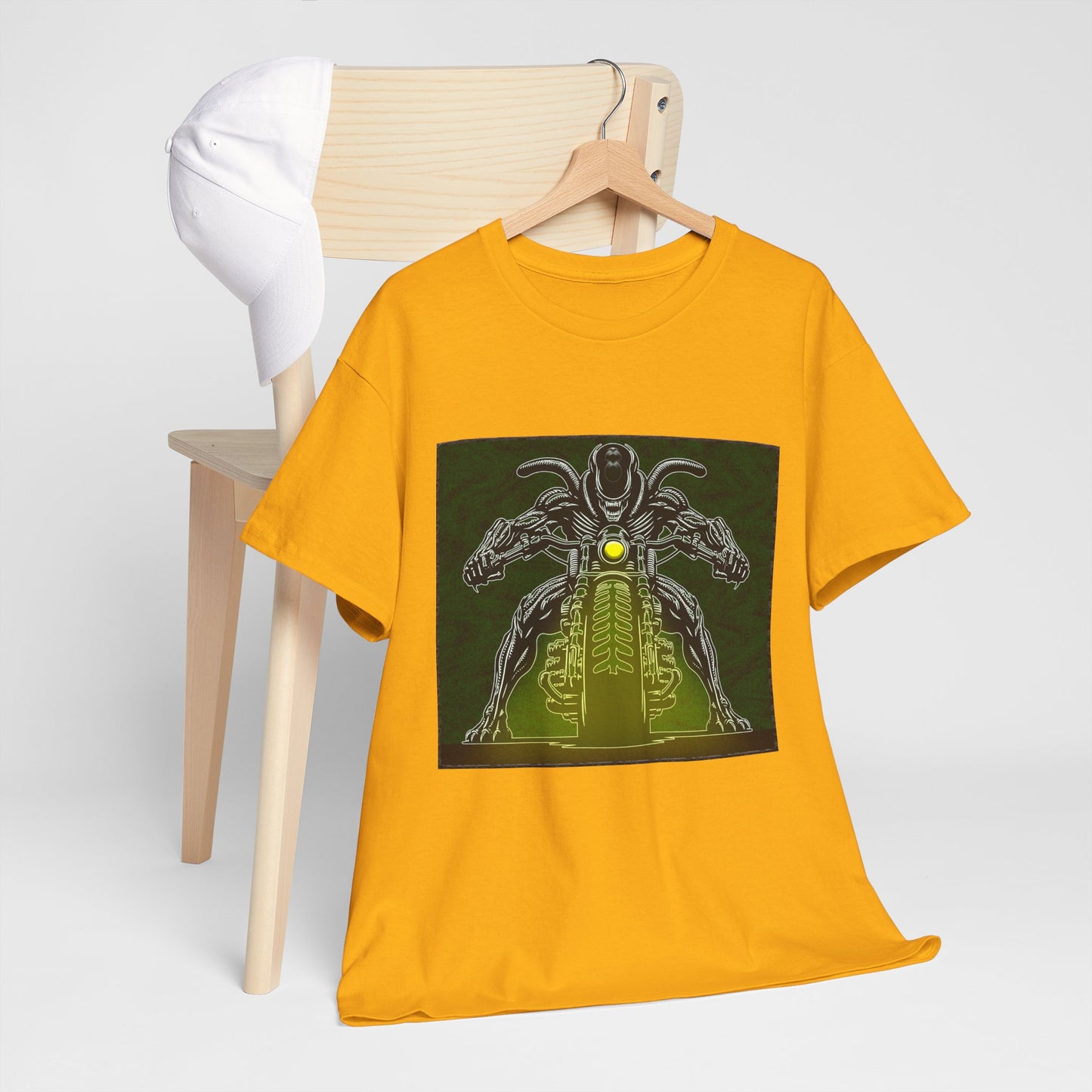 Alien Biker Neon Sci‑Fi Motorcycle T-Shirt