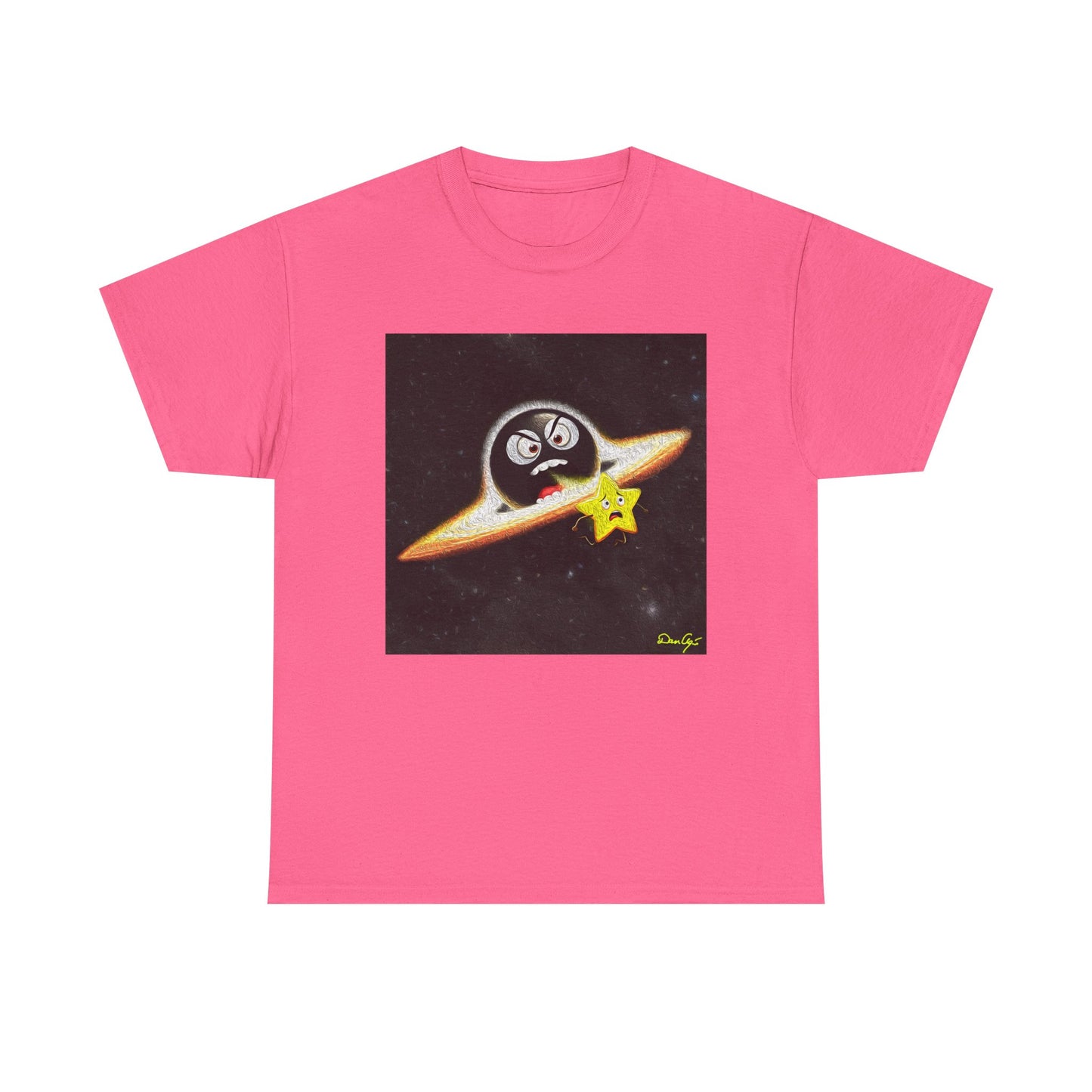 BlackHole Chasing Star, Space-Themed Unisex Heavy Cotton Tee with Cartoon Penguin Design, graphic design, png