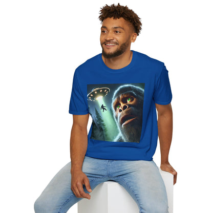 Bigfoot UFO Unisex T-Shirt, Funny Graphic Tee, Gift for Alien Lovers, Unique Summer Shirt, Casual Everyday Wear, t-shirt, tshirts, party