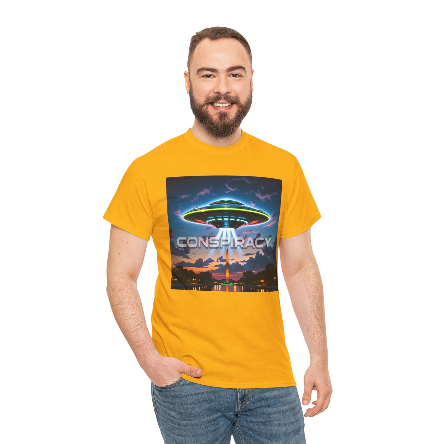 Retro Neon Alien UFO T-Shirt — "Conspiracy at DC" Graphic Tee
