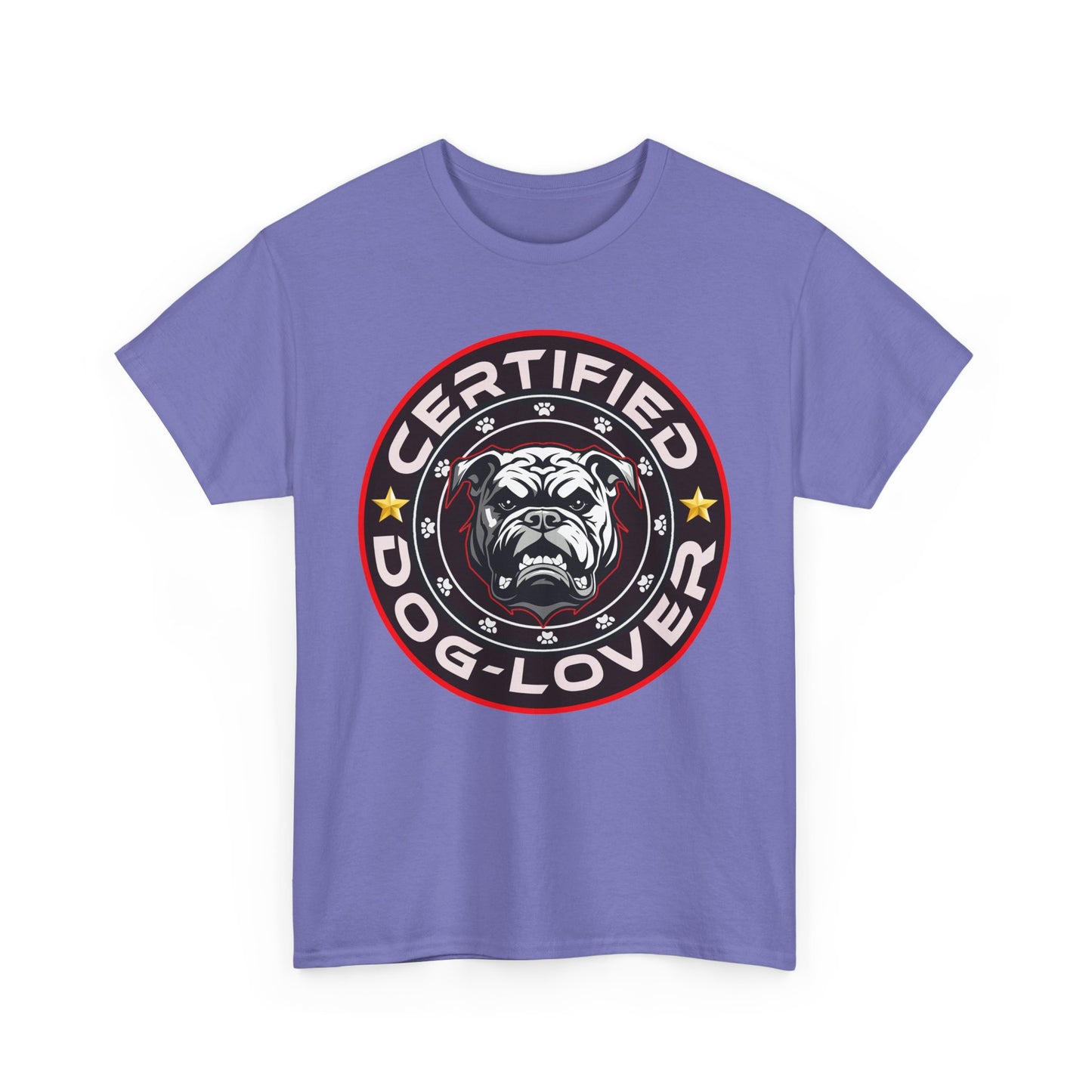 Certified Dog Lover Unisex Tee - Bulldog Print Design, GraphicTees, t-shirt, tshirt, png