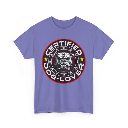Certified Dog Lover Unisex Tee - Bulldog Print Design, GraphicTees, t-shirt, tshirt, png