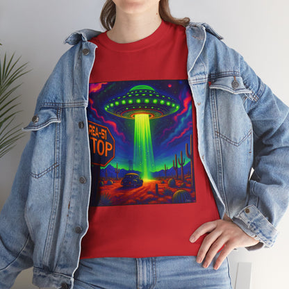 Area 51 Stop UFO Abduction T-Shirt — Neon Alien Invasion Tee