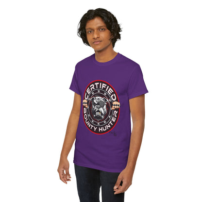 Certified Bounty Hunter, Unisex Heavy Cotton Tee, comedy, bulldog, print design, png, GraphicTees