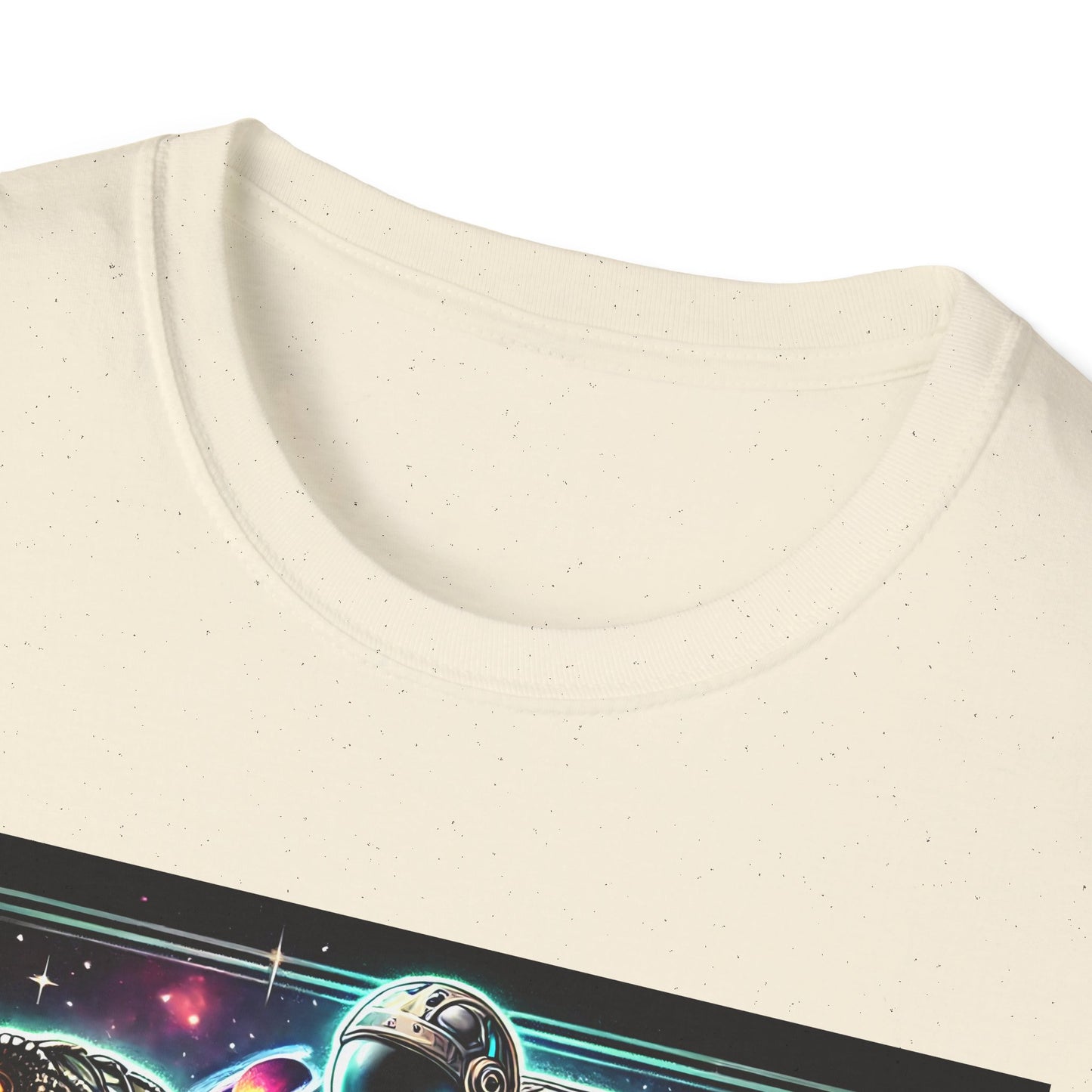 Cosmic Dinosaur Rider Softstyle T-Shirt | Fun Graphic Tee, Unique Gift, Space Lover Shirt, Sci-Fi Enthusiast Apparel