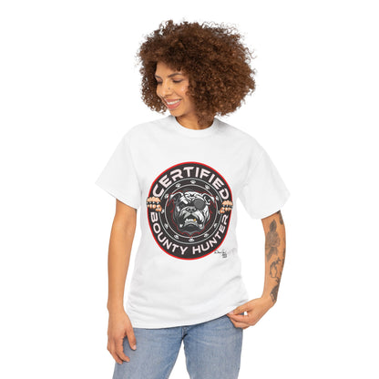 Certified Bounty Hunter, Unisex Heavy Cotton Tee, comedy, bulldog, print design, png, GraphicTees