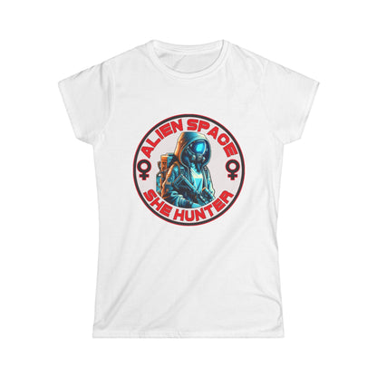 Alien Space She Hunter Tee, Women's Graphic T-Shirt, Sci-Fi Lovers Gift, Stylish Casual Wear, Outer Space Shirt, girl woman, Comfortable