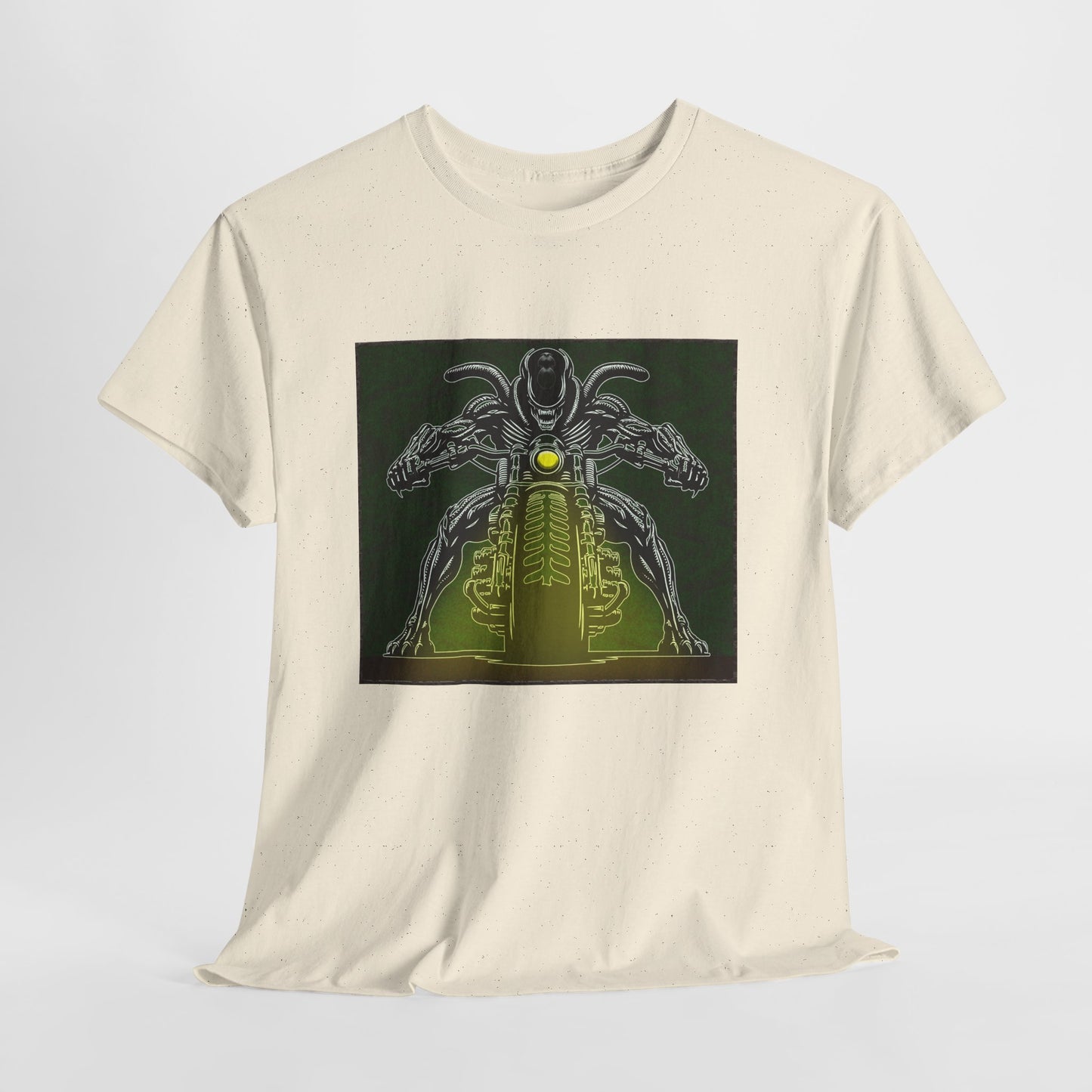 Alien Biker Neon Sci‑Fi Motorcycle T-Shirt