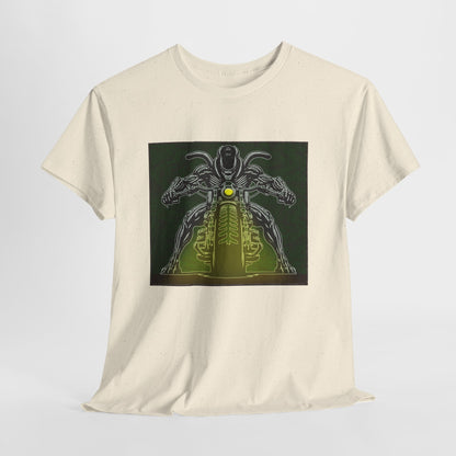 Alien Biker Neon Sci‑Fi Motorcycle T-Shirt