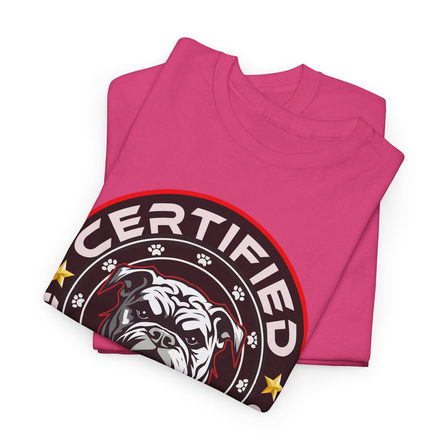 Certified Dog Lover Unisex Tee - Bulldog Print Design, GraphicTees, t-shirt, tshirt, png