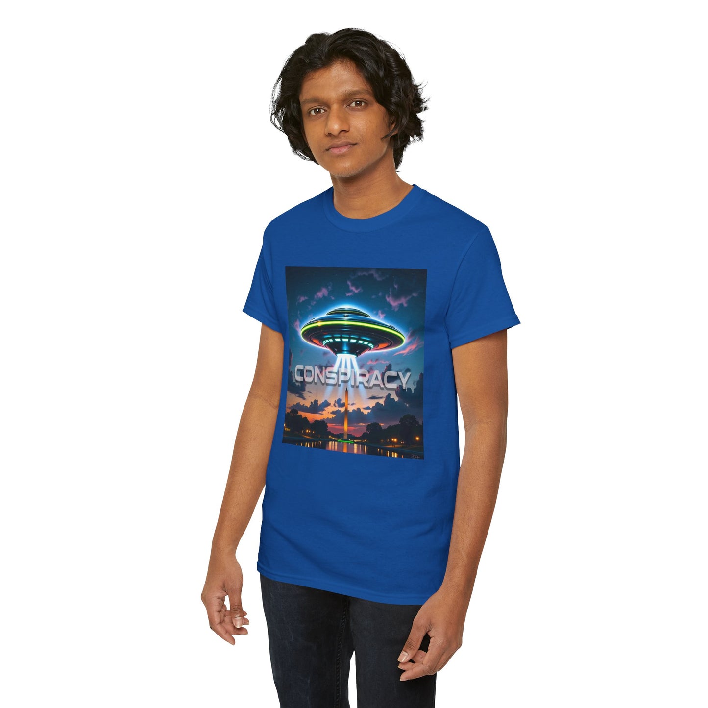 Retro Neon Alien UFO T-Shirt — "Conspiracy at DC" Graphic Tee