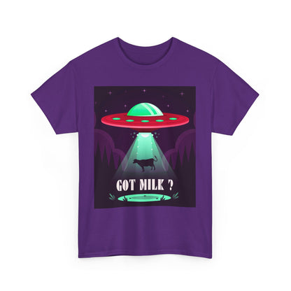 Got Milk? Unisex Heavy Cotton Tee, UFO abduction, comedy, funny, t-shirt, t-shirt, graphic design, tee, png