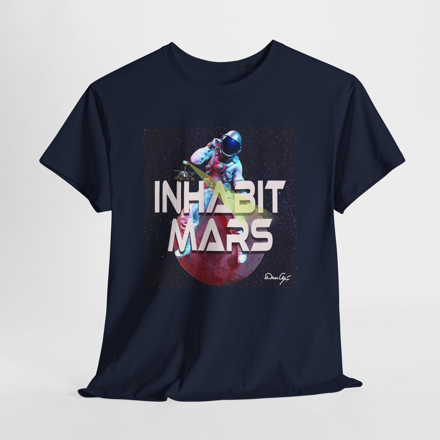 Inhabit Mars, Unisex Heavy Cotton Tee, Space, SpaceX, Universe, UFO, multiverse, graphic design, png, graphic design, t-shirts, tee