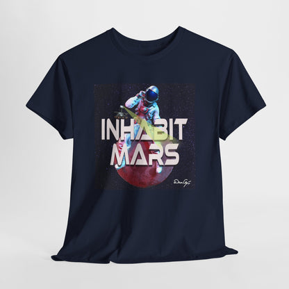 Inhabit Mars, Unisex Heavy Cotton Tee, Space, SpaceX, Universe, UFO, multiverse, graphic design, png, graphic design, t-shirts, tee