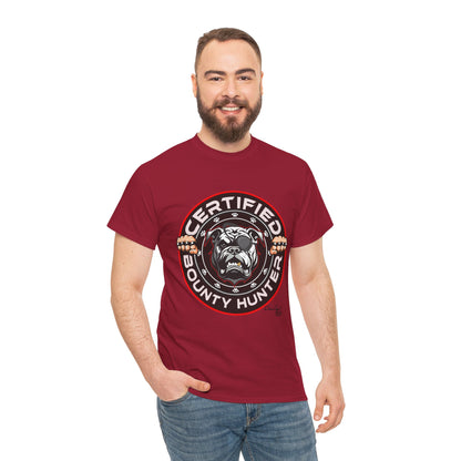 Certified Bounty Hunter, Unisex Heavy Cotton Tee, comedy, bulldog, print design, png, GraphicTees