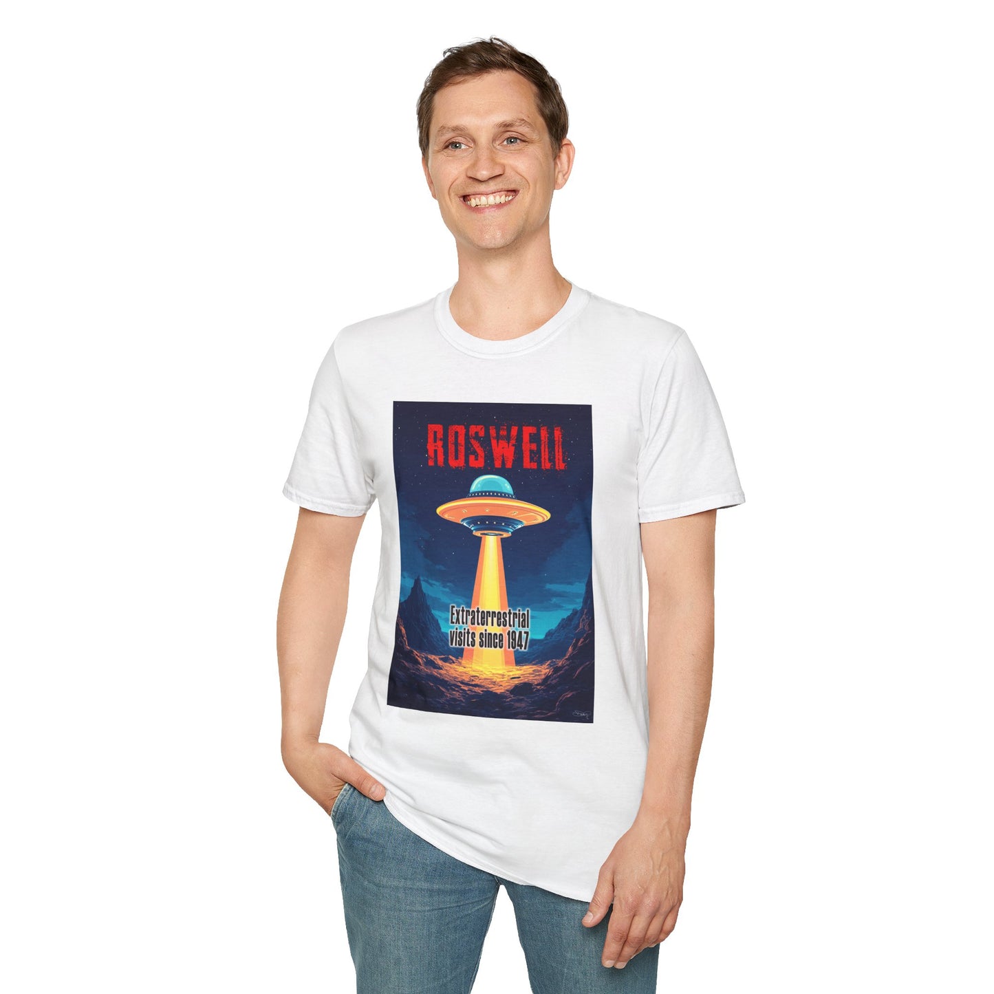 Roswell Alien Encounter Unisex T-Shirt, Retro Space UFO Tee, Sci-Fi Lovers Gift, Convention Wear, Extraterrestrial Tee, graphic design, png