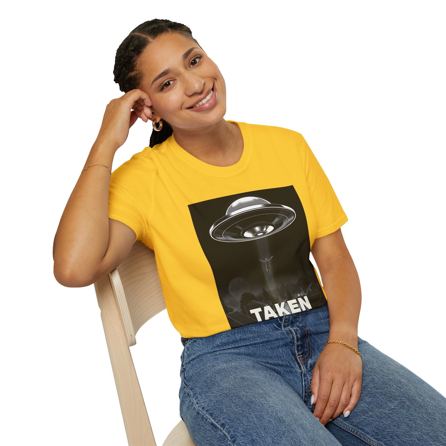Taken 3, Alien Theme Unisex Softstyle T-Shirt, Fun Graphic Tee for UFO Lovers, Great for Casual Wear, Gifts for Sci-Fi Fans, Cool Shirt