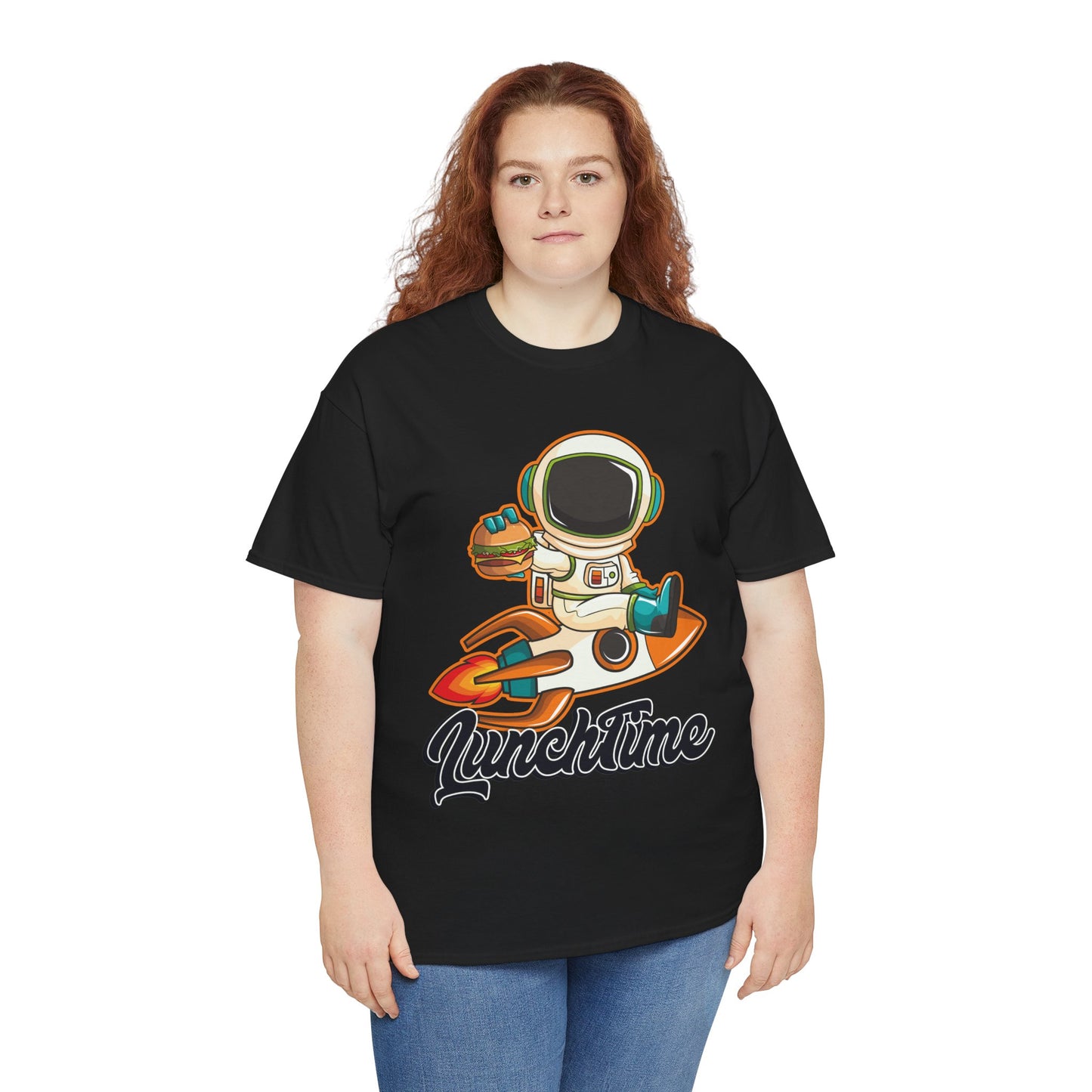 Astronaut Lunchtime Unisex Heavy Cotton Tee - Fun Graphic T-Shirt for Space Lovers, GraphicTees, png, t-shirts, tshirts
