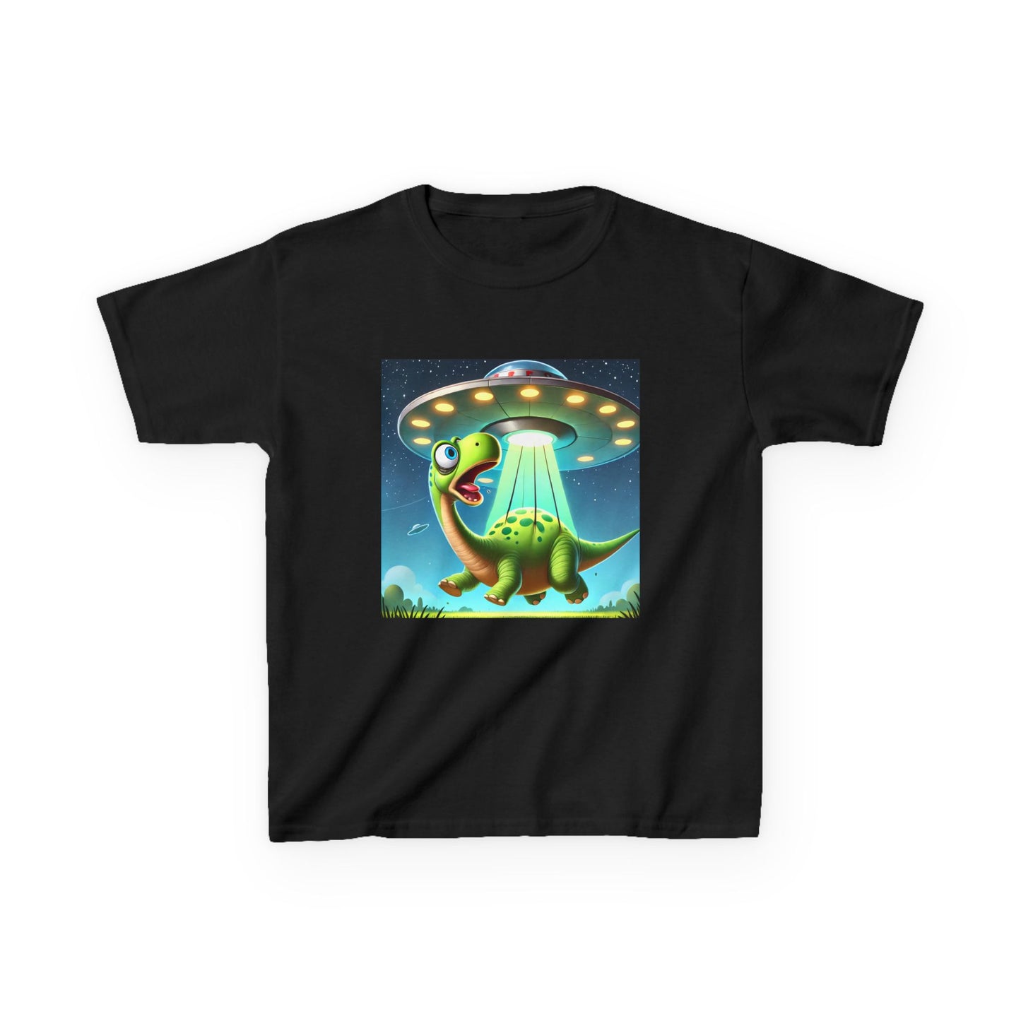 Dinosaur UFO Kids Tee, Fun Graphic Shirt for Boys and Girls, Perfect for Birthdays, Parties, Casual Wear, Gifts, tshirt, t-shirt, png, dino