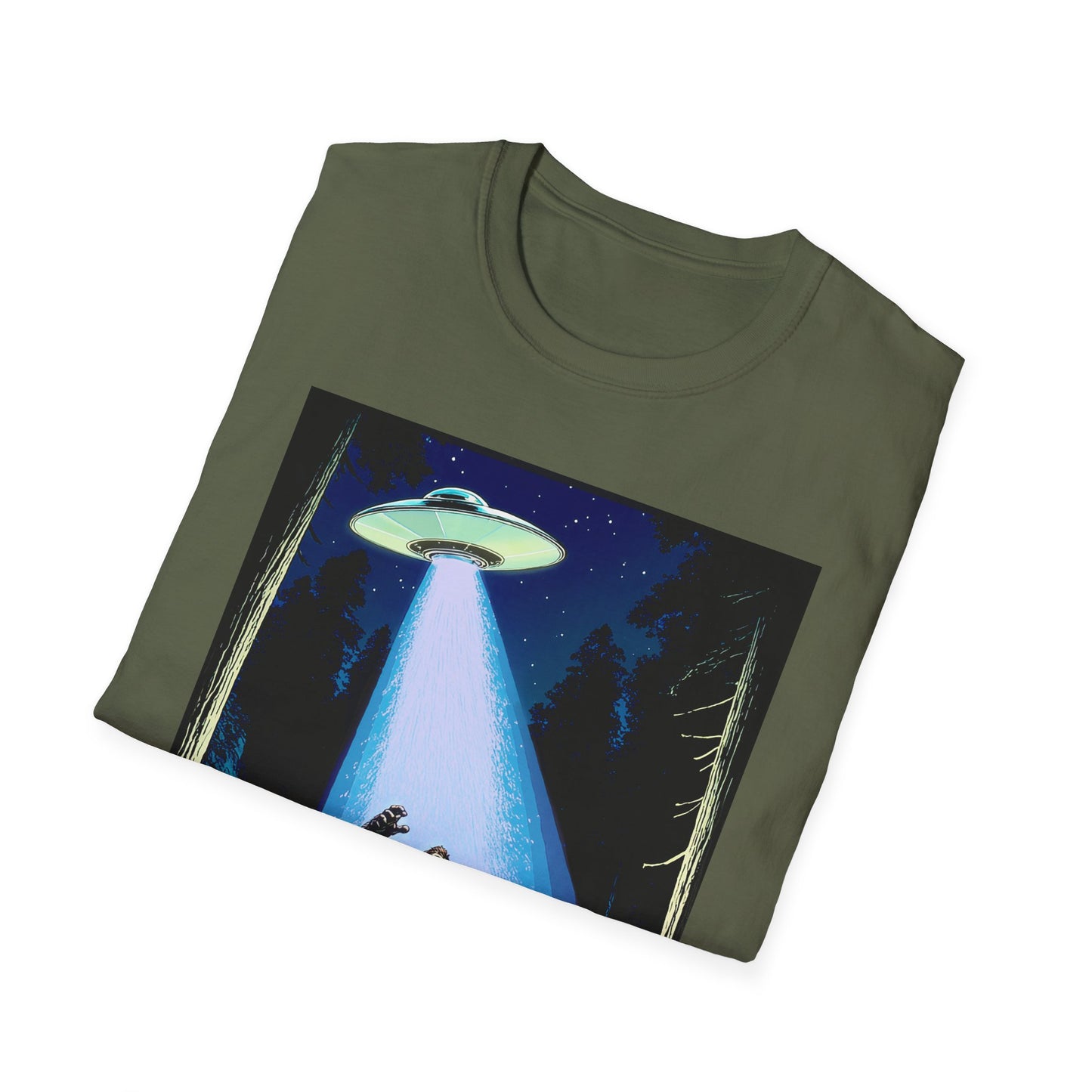 Bigfoot Probe Unisex Softstyle T-Shirt - Fun UFO Graphic Tee, Perfect Gift, Halloween, Nerd Culture, Outdoors, Alien, Graphic tees, t-shirts, Graphic design, t-shirts, tees