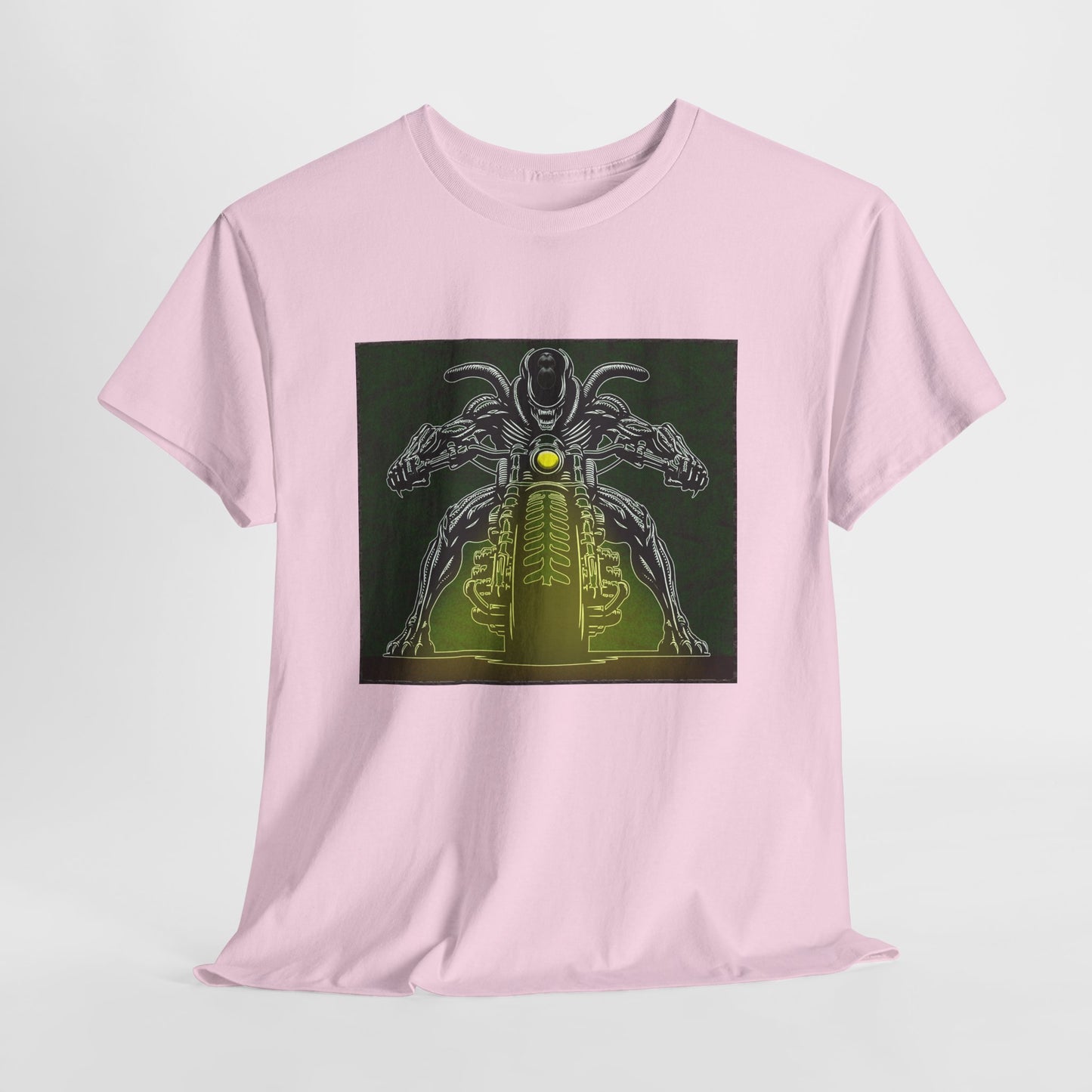 Alien Biker Neon Sci‑Fi Motorcycle T-Shirt