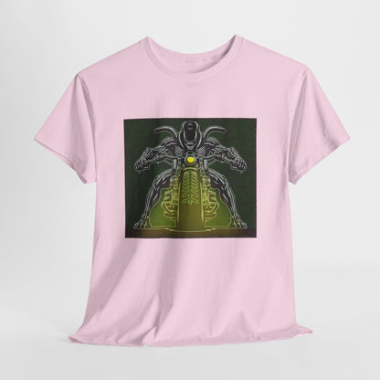 Alien Biker Neon Sci‑Fi Motorcycle T-Shirt
