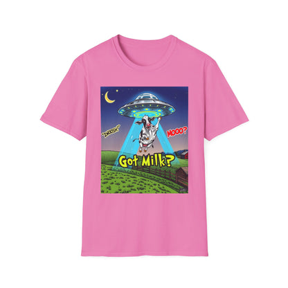 Got Milk? Funny Unisex Softstyle T-Shirt, Humorous Tee, Perfect for Cow Lovers, Milking Day, Farm-themed Gifts, Quirky Apparel, graphic