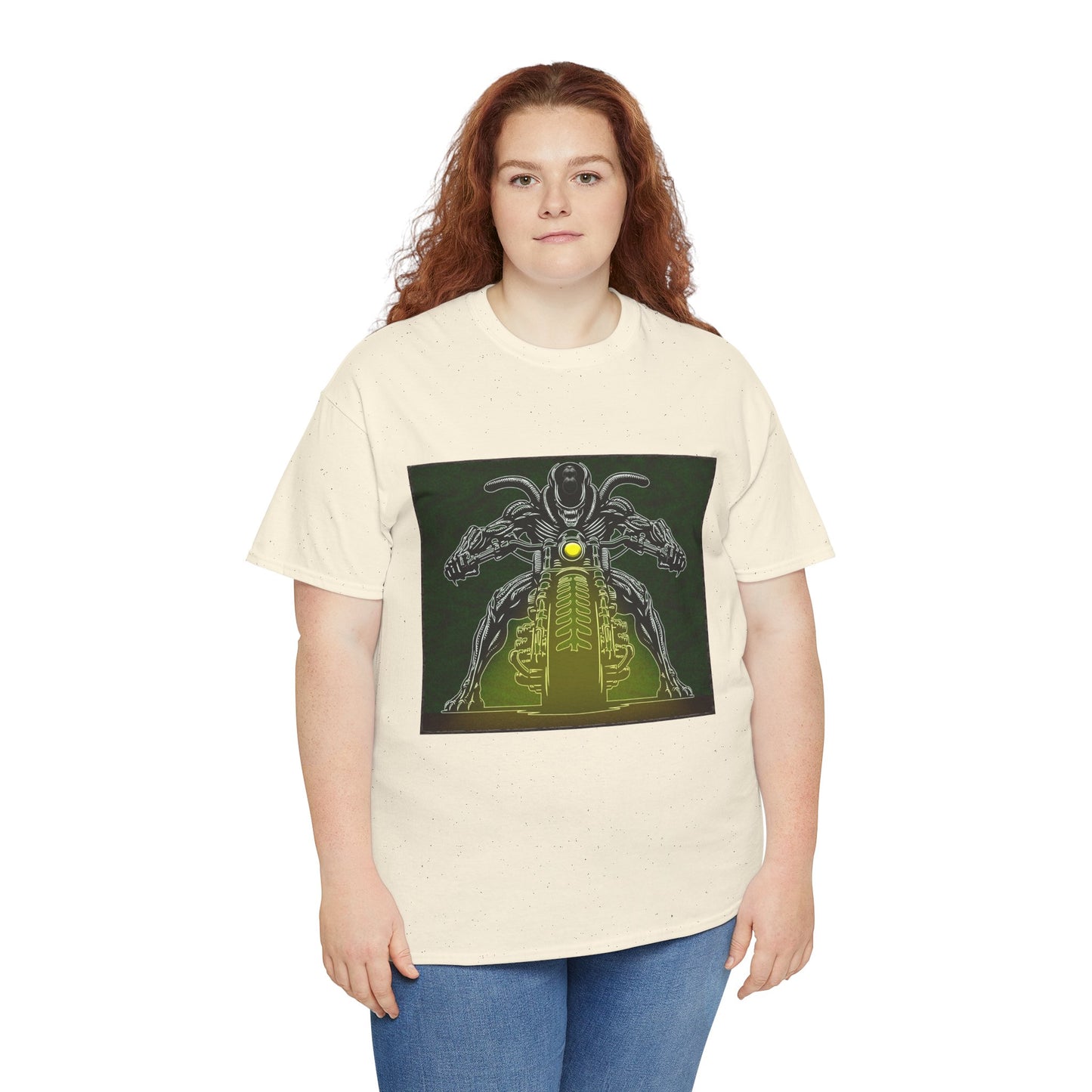 Alien Biker Neon Sci‑Fi Motorcycle T-Shirt