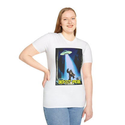 Bigfoot Probe Unisex Softstyle T-Shirt - Fun UFO Graphic Tee, Perfect Gift, Halloween, Nerd Culture, Outdoors, Alien, Graphic tees, t-shirts, Graphic design, t-shirts, tees
