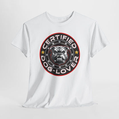 Certified Dog Lover Unisex Tee - Bulldog Print Design, GraphicTees, t-shirt, tshirt, png