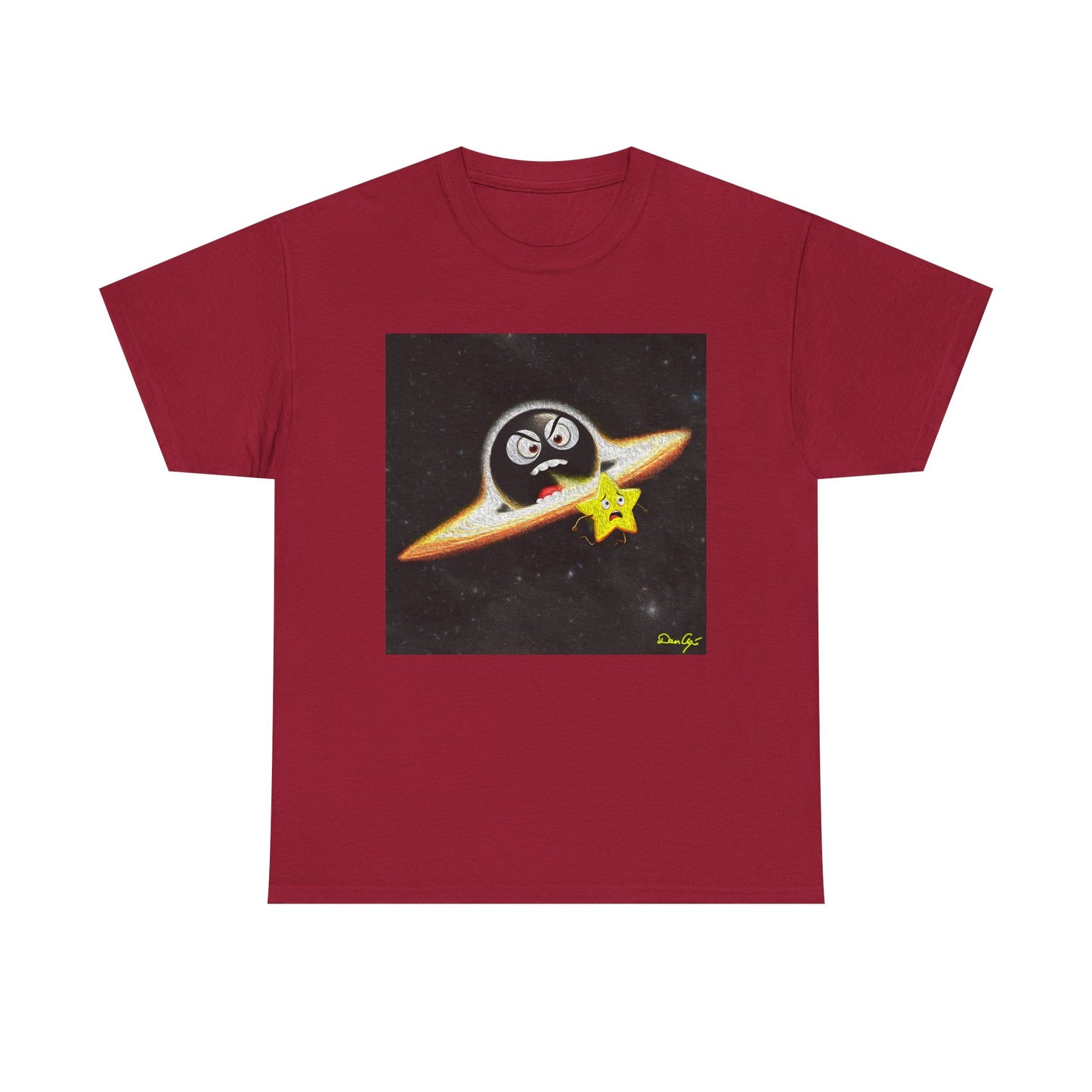 BlackHole Chasing Star, Space-Themed Unisex Heavy Cotton Tee with Cartoon Penguin Design, graphic design, png