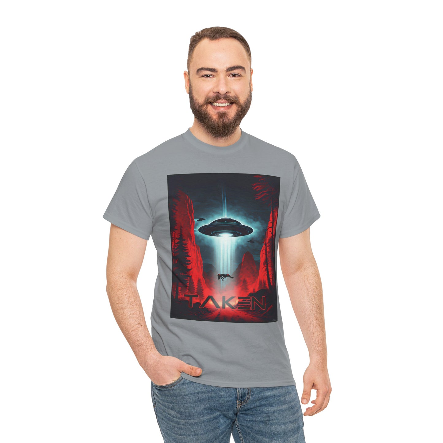 Taken, Unisex Heavy Cotton Tee, UFO inspired t-shirt, graphic design, art, png, t-shirts, tshirts, tee