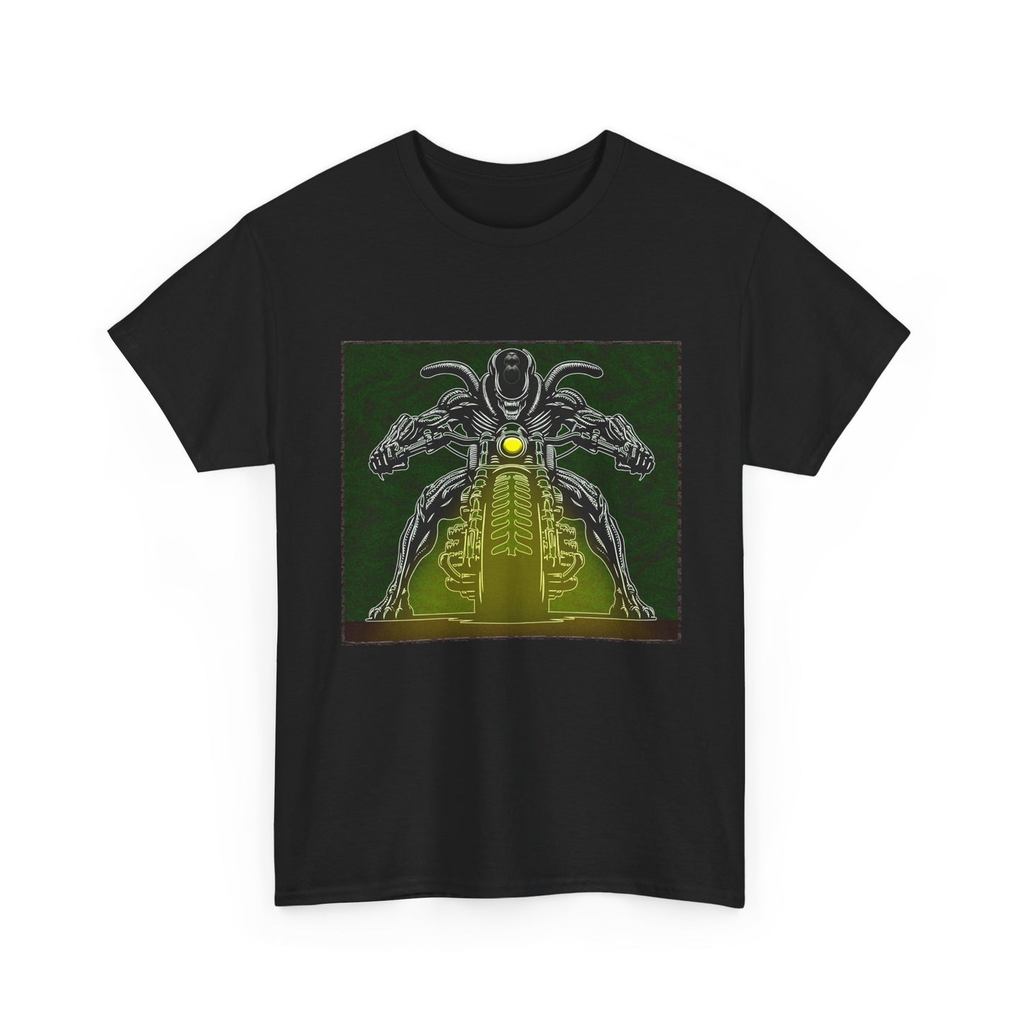 Alien Biker Neon Sci‑Fi Motorcycle T-Shirt