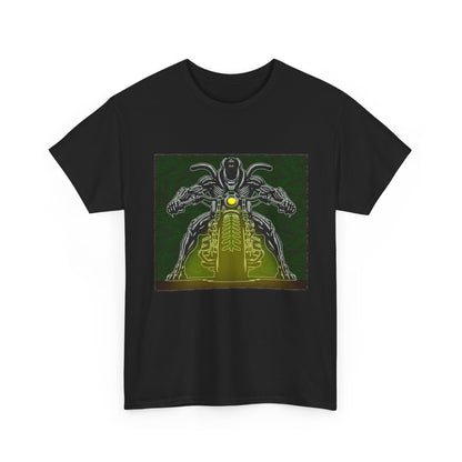 Alien Biker Neon Sci‑Fi Motorcycle T-Shirt