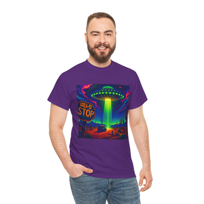 Area 51 Stop UFO Abduction T-Shirt — Neon Alien Invasion Tee