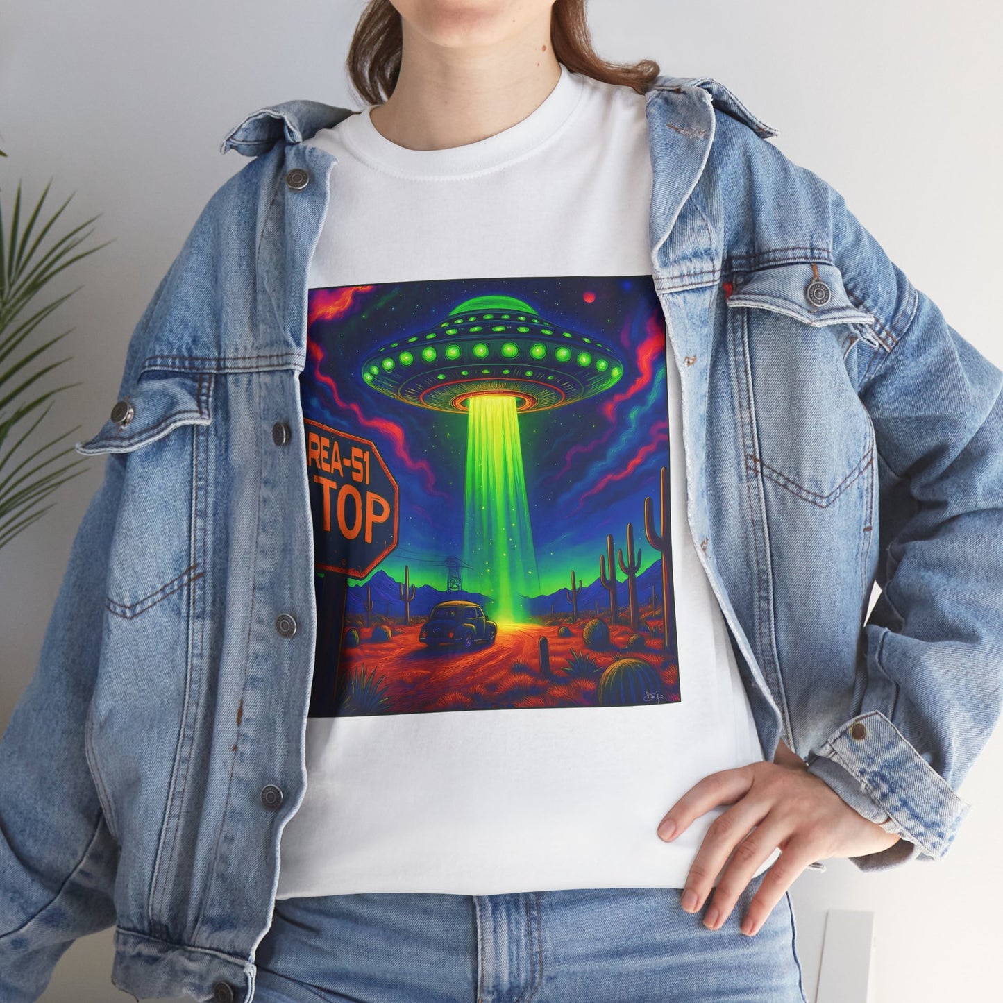 Area 51 Stop UFO Abduction T-Shirt — Neon Alien Invasion Tee